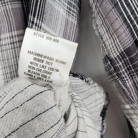 CP Shades Alden Cotton Flannel Plaid Button Down Tunic Top Black/White Large - Picture 4 of 5